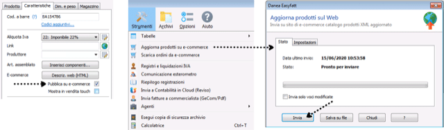 Caso portfolio: integrazione Danea Easyfatt con Ecwid - schermata di funzionamento 1