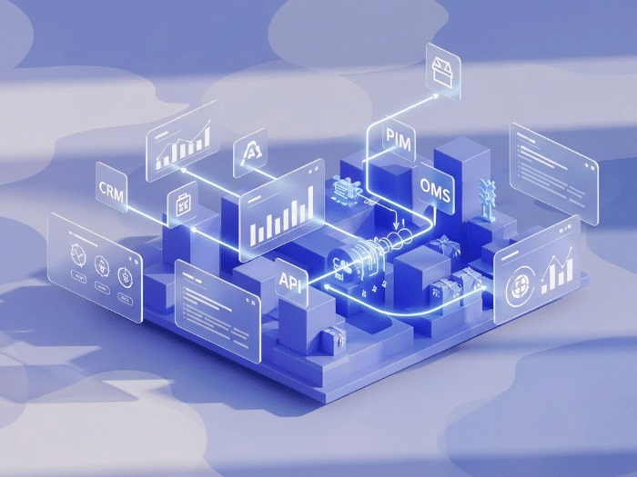 schema collegamento API CRM OMS PIM