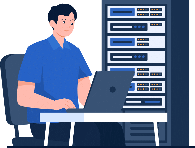 tecnico infrastrutture che lavora al computer